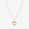 LOZRUNVE Boho Jewelry New 925 Silver Electric Chain Rainbow Open Heart Pendant Necklace