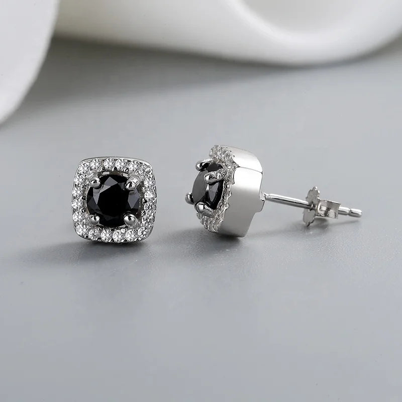 Hengdian Wholesale Vintage Aaa Cubic Zirconia Square S925 Sterling Silver Stud Earring Women Fashion Jewelry