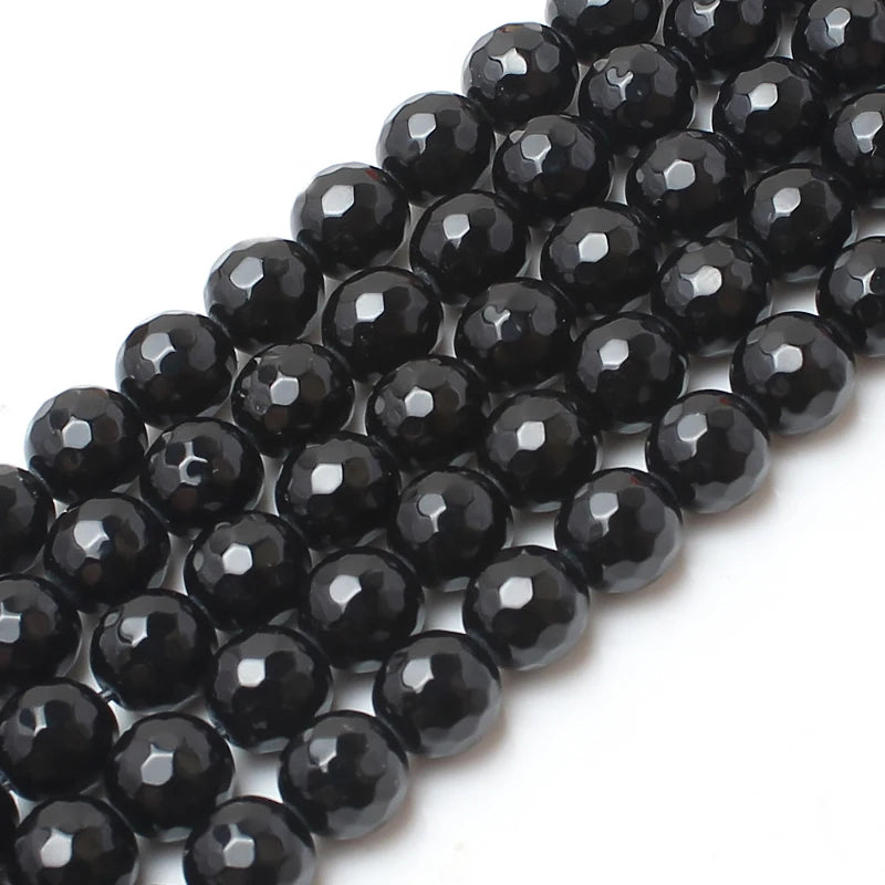 Wholesale Faceted Black Agates Onyx Stone Beads 4/6/8/10/12MM Loose Stones for Bracelets & Necklace Jewelry Making