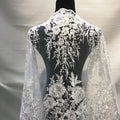 3D Floral Embroidery French Mesh Tulle Fabric Luxury Wedding Lace Beaded Fabric for Women Party Dress