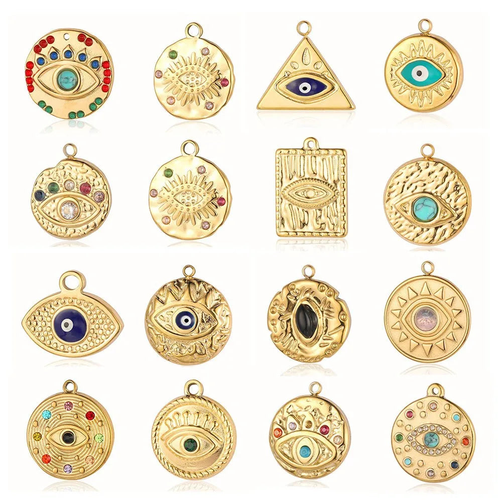 Wholesalers Stainless Steel Blue Eye Cute Charm Pendant Diy Necklace Bracelet Jewelry Pendants