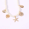 New Small Starfish and Shell Pendant Necklace Pearl Beaded  Clavicle Chain Alloy Heart Pendant Necklace for Women