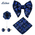 Luxury Wedding Office Gift Men's Bowtie Handkerchief Cufflinks Brooch Set Butterfly Knot Bow Ties