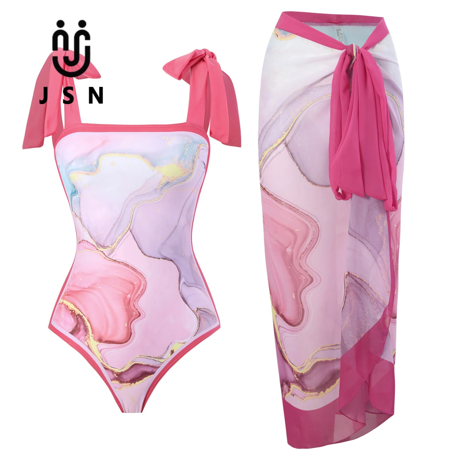 JSN 2025 Customize Trending Women Swimsuit Cover Ups Latest Fashion Bikini One Piece Bathing Suit pink Swimwear