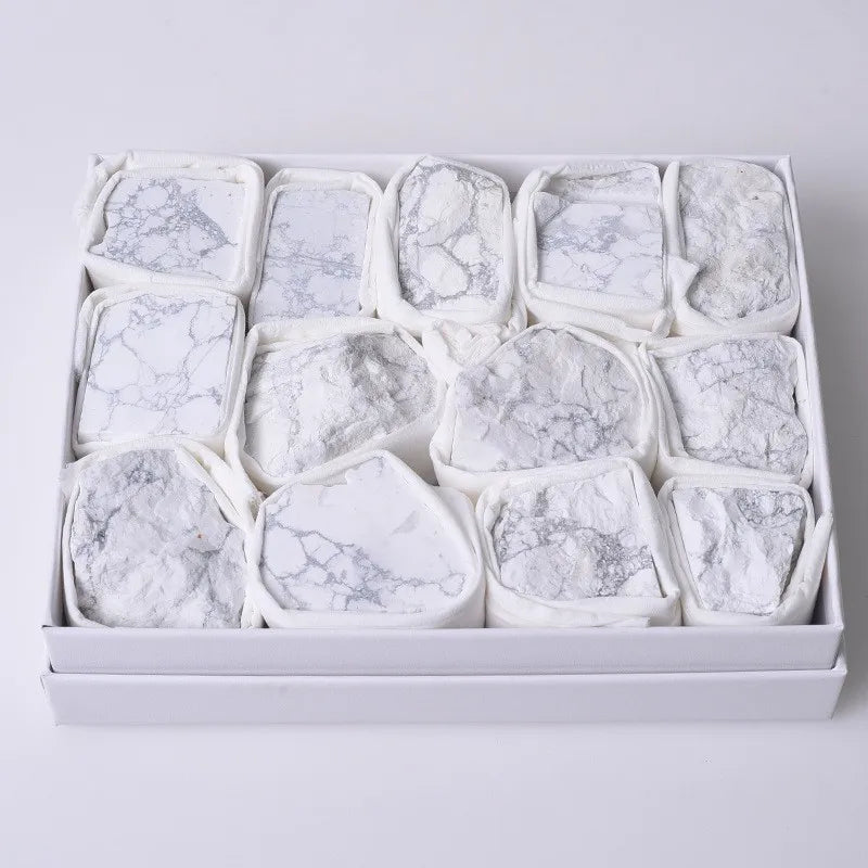 HZ Bulk Wholesale Natural Quartz Crystal Raw Healing Howlite Stones Set Box Gift for Decoration