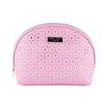 Factory OEM Eco Friendly PU Leather Cosmetic Zipper Bag Fashion Hollow Out Half Moon Shape Makeup Bag Women Gift