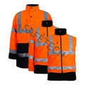 EN20471 Fluorescent Orange Custom Polyester Hivis Workwear Winter Men Work Duty Jacket With Reflective Stripes