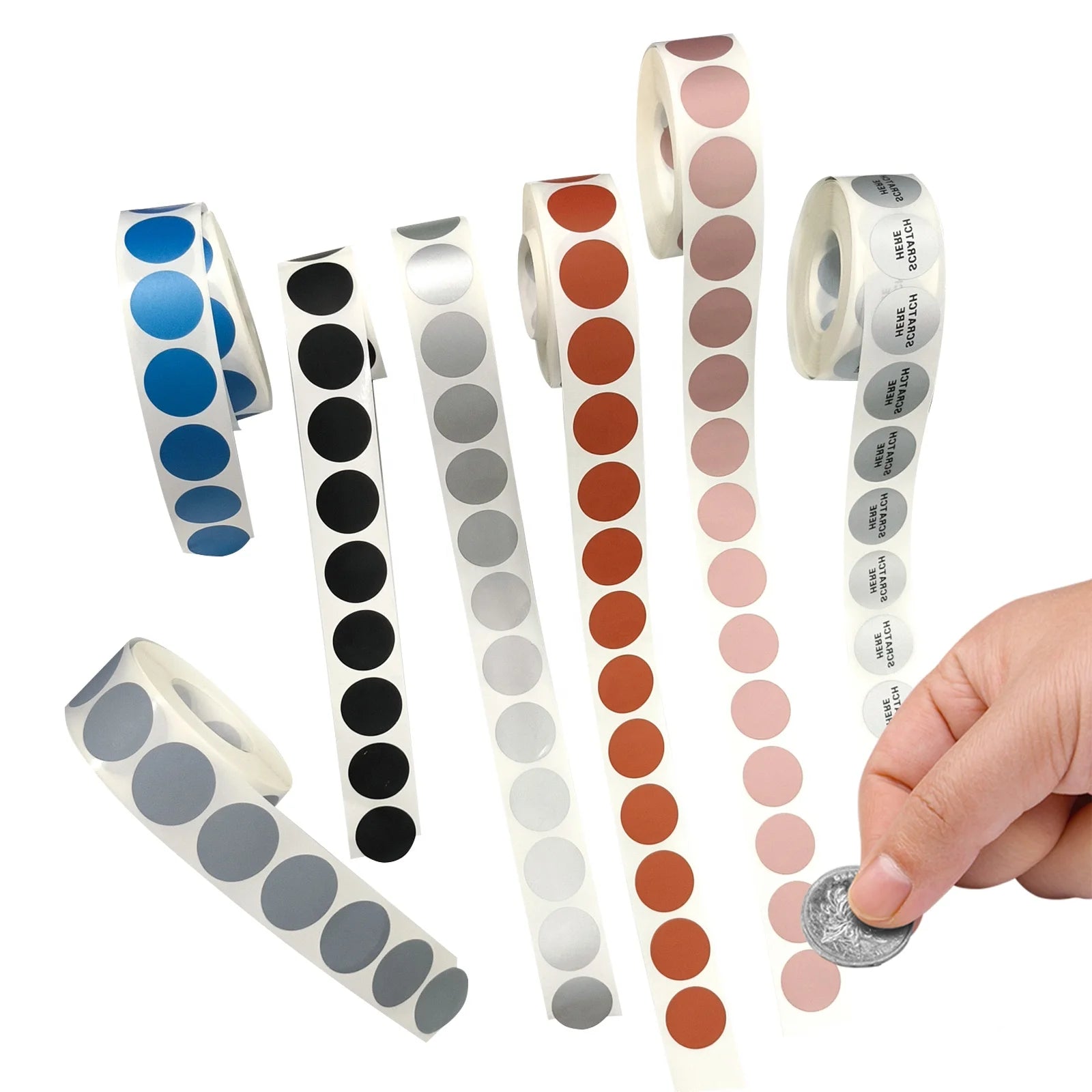 1 Inch Scratch Off Stickers Roll 25mm Color Circle Adhesive Sticker Label for Tickets Promotional Games