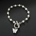 Simple Elegant Inlay Shell Butterfly Bracelet Delicate Hand Made Embroidered Pearl Butterfly Bangles Bracelet