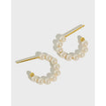 2022 NEW 925 Sterling Silver Pearl Earrings Elegant Round C Shape Charms Gold Pearl Stud Earrings for Women Wedding Fine Jewelry