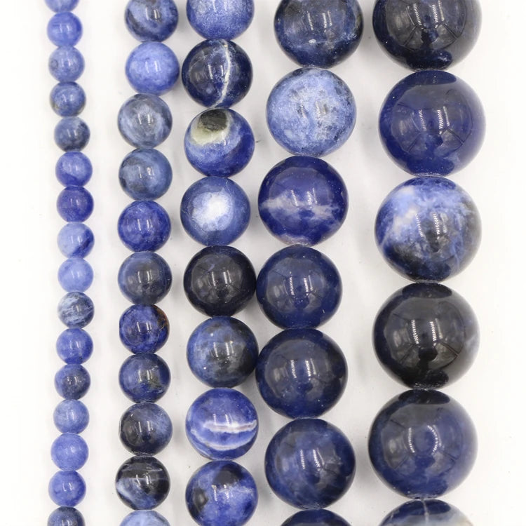 Wholesale Shiny Blue 10mm Sodalite Beads Genuine Precious Stone Gemstones Healing Beads for Jewelry Agate Quartz Jade Onyx Glass