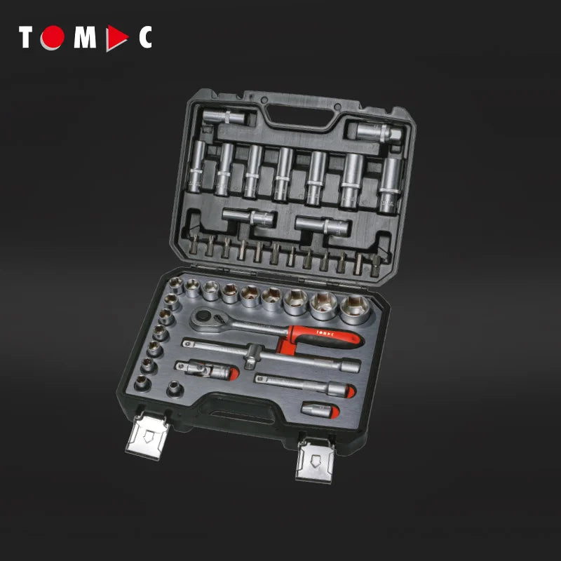 TOMAC 45 Pcs. 1/2"+5/16" Socket Wrench High Quality Tool Box Set Delivery From Europe
