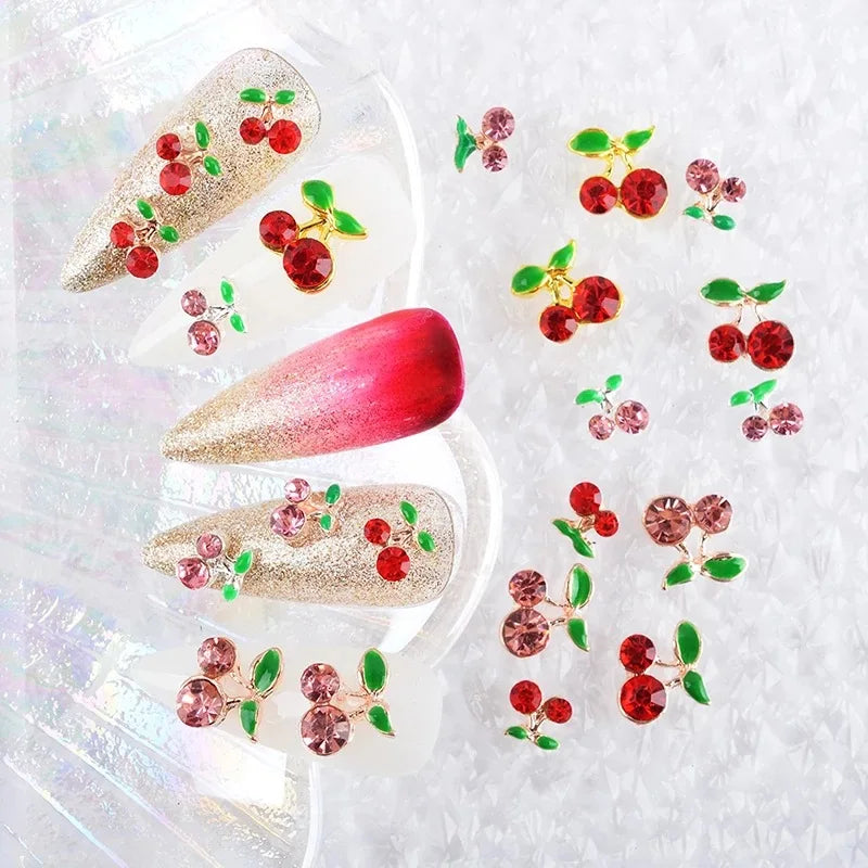 Nail Art Cherry Alloy Jewelry Cherry Diamonds Light Luxury 3D Zircon Nail Diamonds Nail Art Rhinestone Accessories Charms