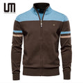 Liu Ming Good Quality Autumn Winter Trending Men S 100% Cotton Zipper Cardigan Striped Casual Patchwork Knitted Sweaters