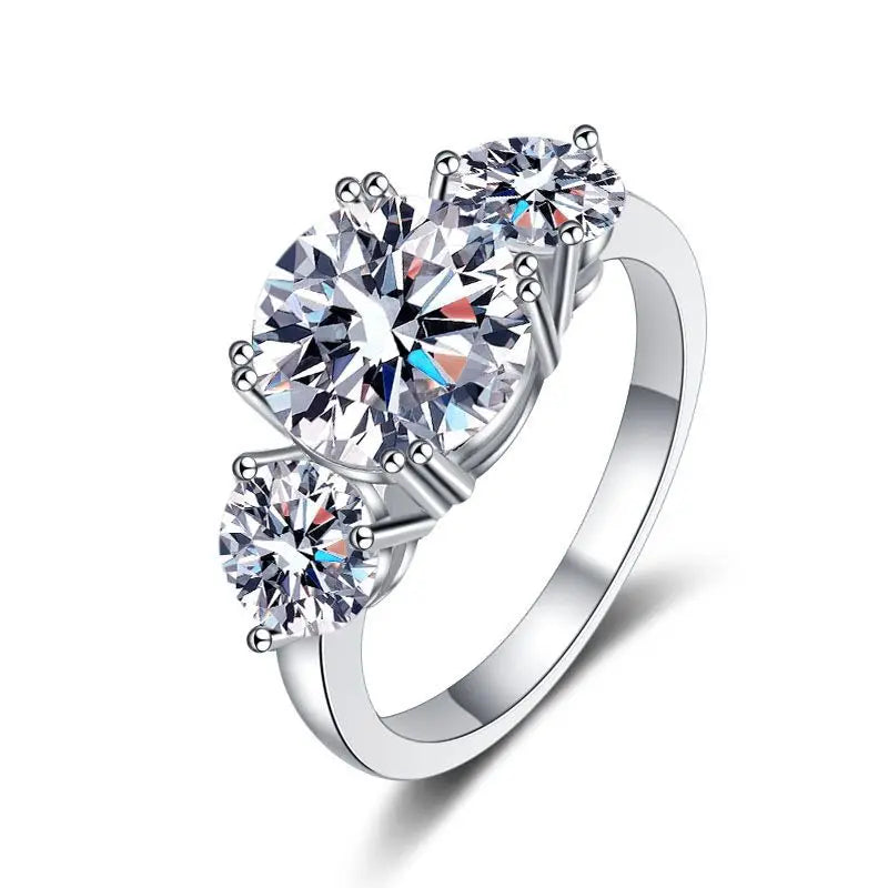 OAHLAN Luxury Jewelry Romantic 2ct Round Cut D Grade VVS1 S925 Sterling Silver Moissanite Rings for Women's Engagement Wedding MegaBDM