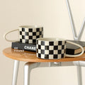 Handmade Unique Porcelain Coffee Mug for Tea Checkerboard Ceramic Original Breakfast Milk Drink Cups Unique Gifts for Friends