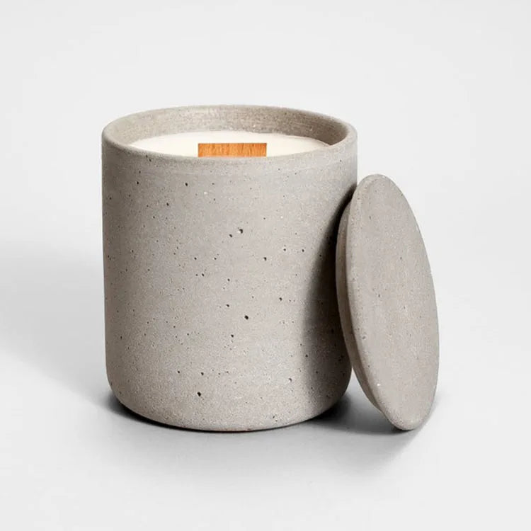 Wholesale New Design Round Bottom16oz 480ml Large Empty Cement Concrete Candle Container Jar with Lid