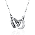 Factory 925 Sterling Silver Connected Heart Couple Heart Pendant Necklace for Girl Friend Silver Jewelry SCN181