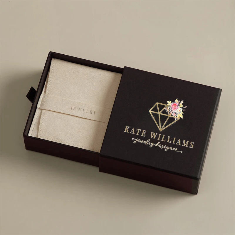 Jewelry Black Packaging Slide Box for Jewelry Bracelet Ring Earrings Custom Logo