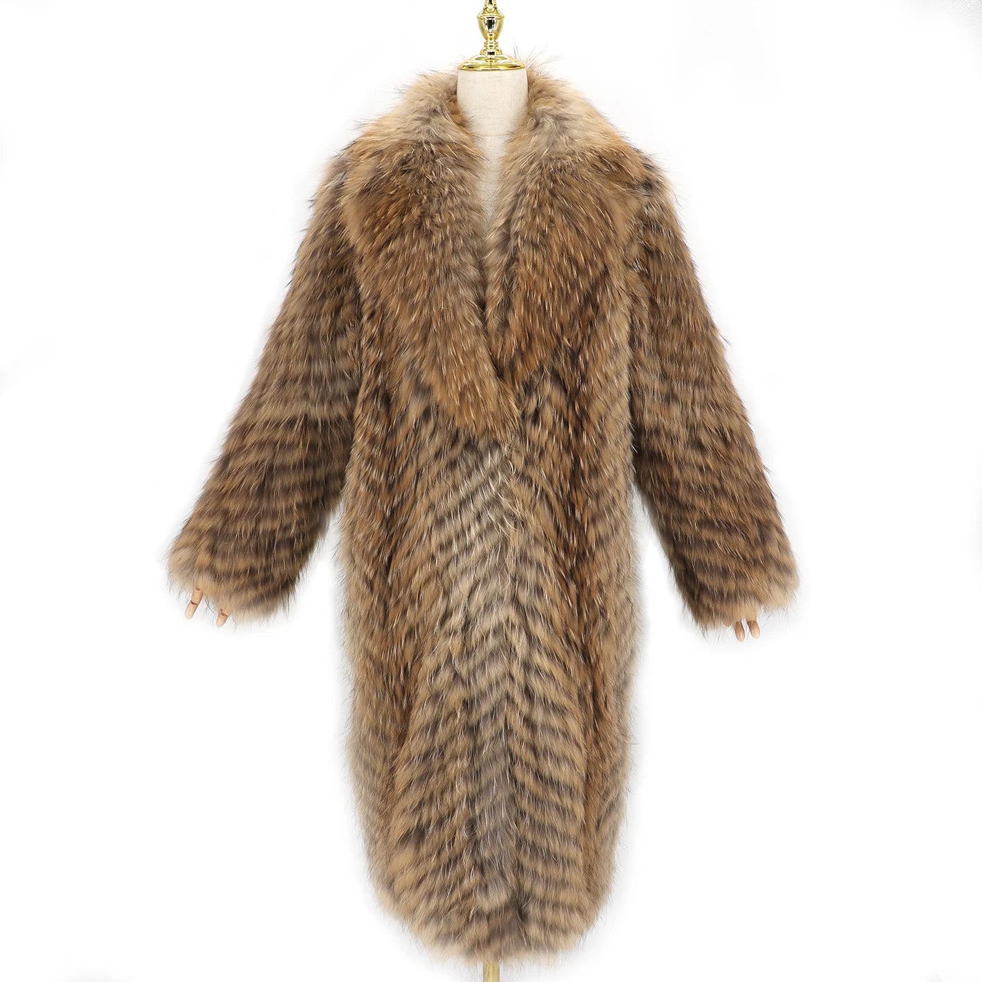 Customizable Long Solid Fox Fur Coat Breathable Waterproof Winter Luxury Fur Jacket with Draped Design