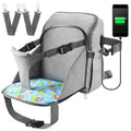 Large Capacity Gray Backpack Diaper Bag with USB Charging Water Resistant and Multifunction Print for Travel and Office Use