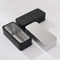 Premium Clear Window Lid Empty Black Rectangle Metal Box Snack Food Storage Tin