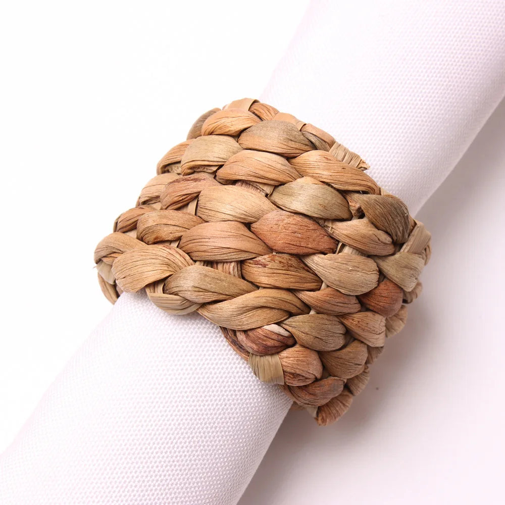 Napkin Rings Natural Water Hyacinth Handmade Farmhouse Napkin Ring for Christmas Party Wedding Table Decoration Supplies