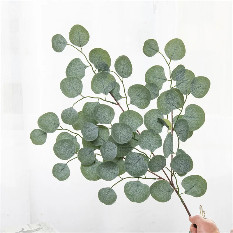 Faux Flowers Supplies Real Touch Leaf Branch Artificial Eucalyptus Stem Bouquet Greenery Silk Graduation Christmas