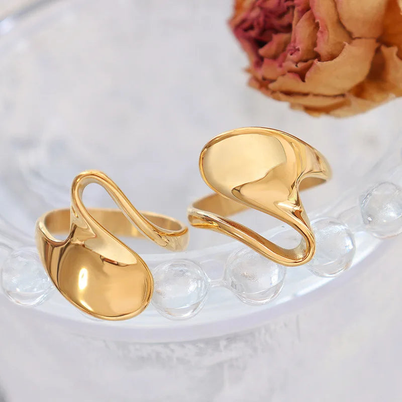 Ins Hot Simple European and American Geometric High-grade Glossy Ring Fashion Jewelry Anillos De Oro