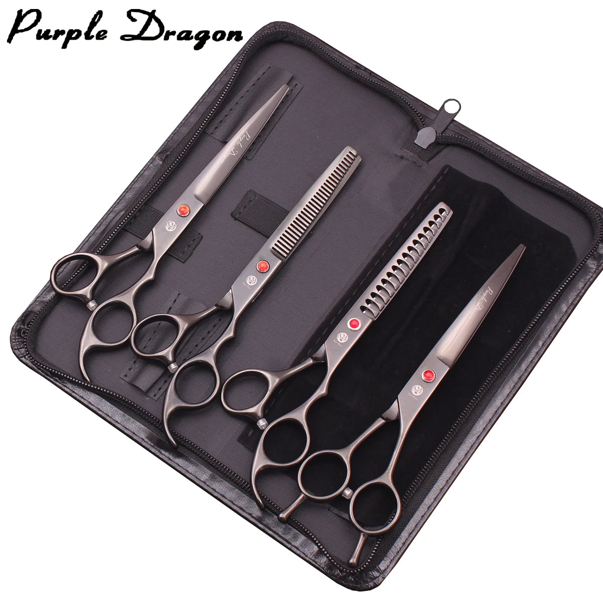 Purple Dragon  Dog Grooming Scissors Set 7" Stainless Steel Pet Straight Scissors Thinning Shears Chunker Curved Scissors Z3002