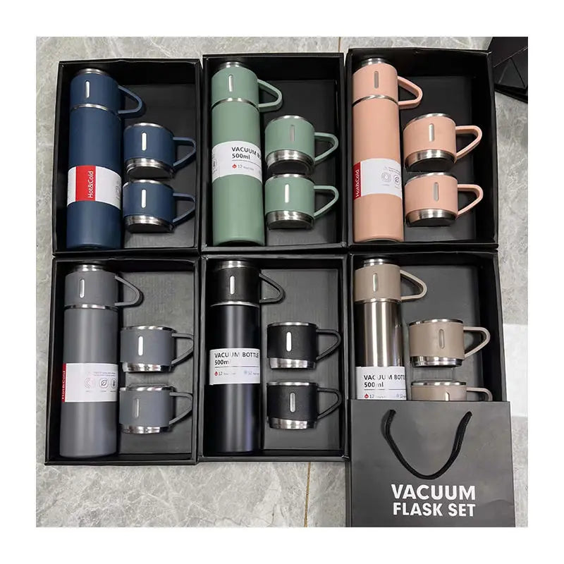Newest Business 500ml Gift Box Set Portable Business Cup Stainless Steel Thermos Cup Water Bottle With 3 Lids