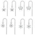 925 Sterling Silver Snowflake Droplet Dangle Earrings for Women Teens Elegant Long Dangling Earrings Threader Tassel