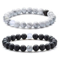 Hot Selling 8mm Simple Black Matte Bracelets White Howlite Natural Stone Woven Adjustable Yoga Bracelet for Women Men