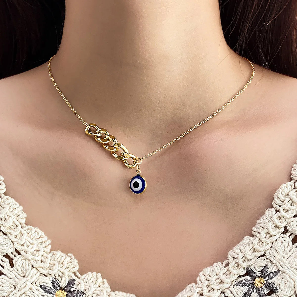 VKME Blue Eye Necklace Clavicle Chain for Women Jewelry