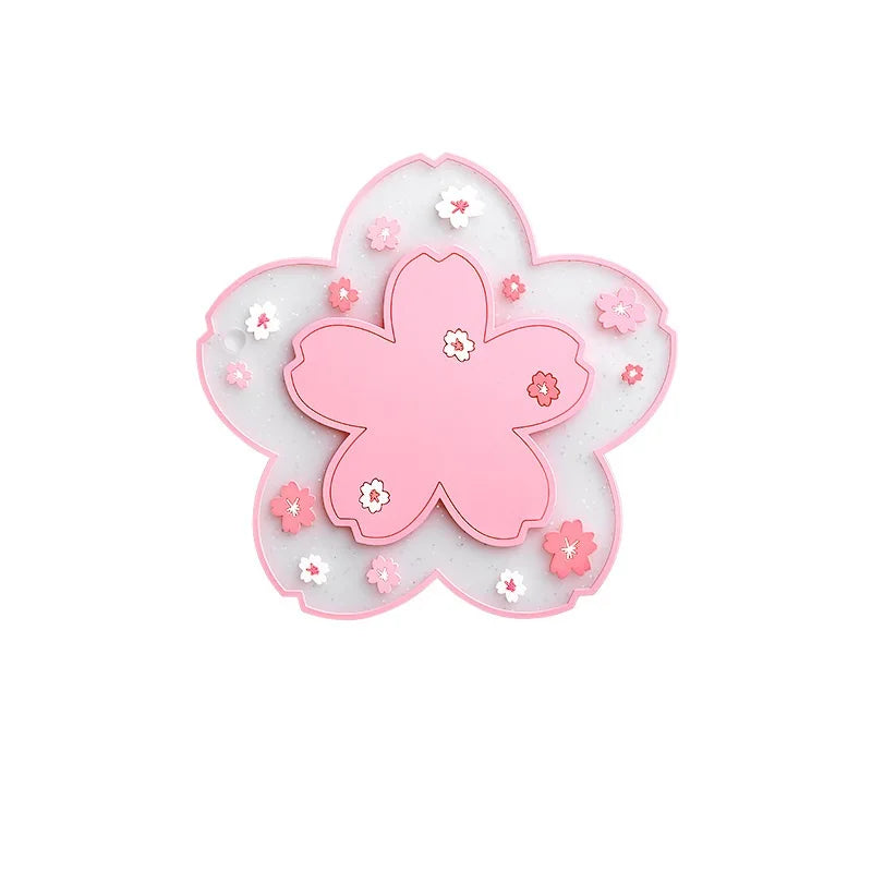 Durable Non-Slip Sakura Coffee Cup PVC Coaster Home Tea Coaster Bowl Pad Placemat