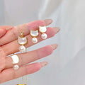 Natural High Quality 7-9mm Freshwater Pearl Necklace Ring Earring Set with Gold-Plated Seawater Shell Inlaid for Parties
