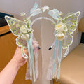 Antique Fashion Children's Hair Accessories Sweet Girl Flower Butterfly Pearl Princess Hair Hoop