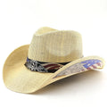 US West Cowboy Hat Hard Top for Men and Women New Summer Panama Straw Top Hat With Ribbon for Beach Travel Party Outdoors