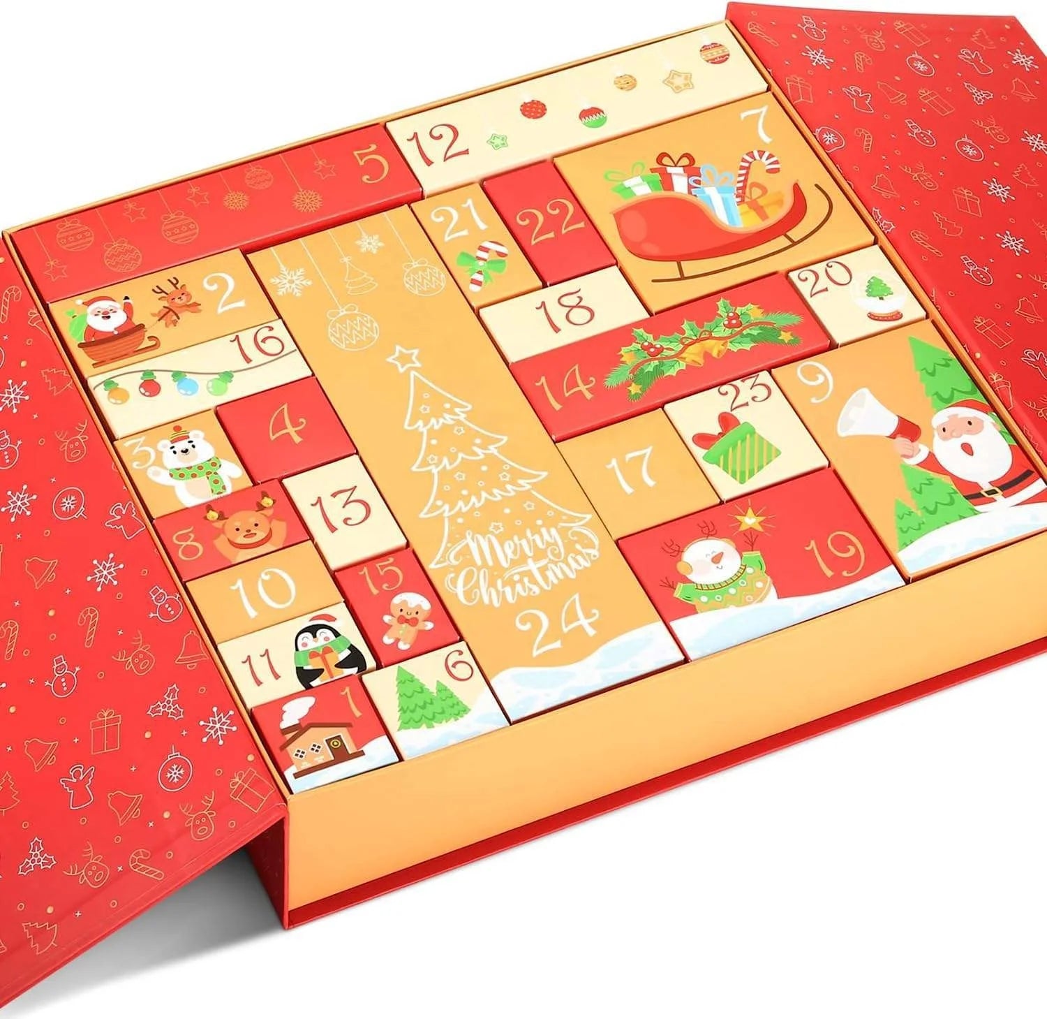2025 Paper Gift Boxes Wholesale Cardboard Paper Gift Boxes 25 Days Christmas Advent Calendar Box for Chocolate  Beauty Cosmetic