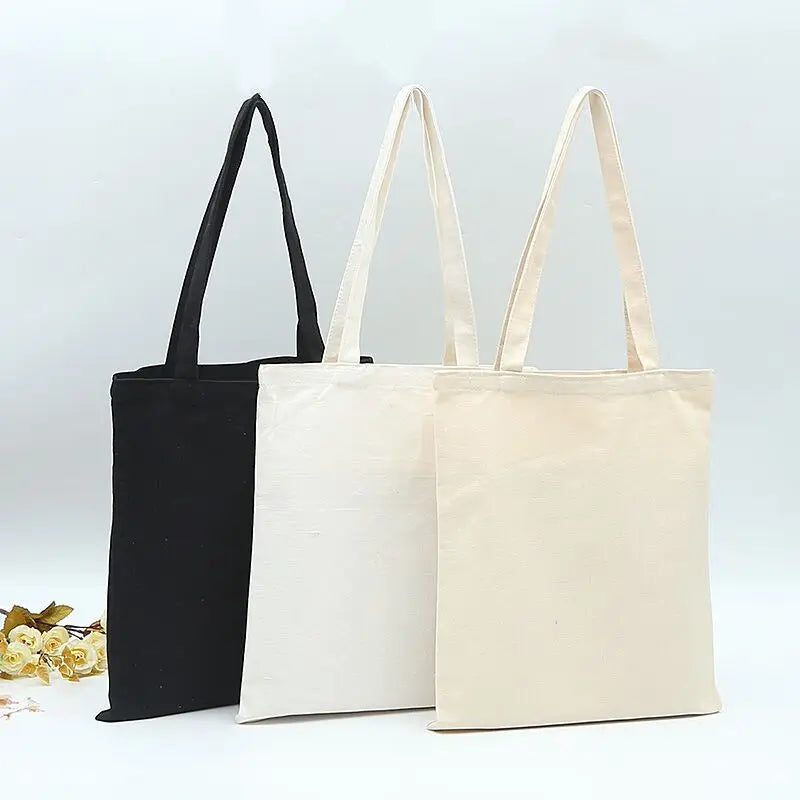 Wholesale Folding Long Handle Large Size Eco-friendly Cotton Canvas Tote Bag with Zipper Customized Color Promotional Gift