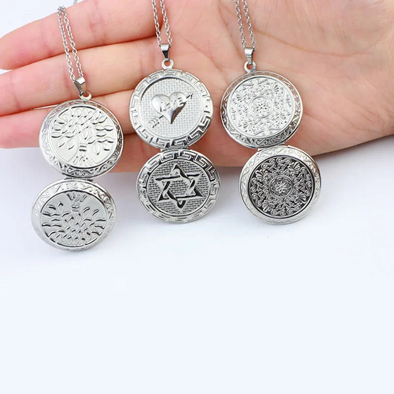 Holds Pictures Custom Name Date Text Diy Family Lover Jewelry Gift Silver Stainless Steel Photo Frame Pendant Locket Necklace