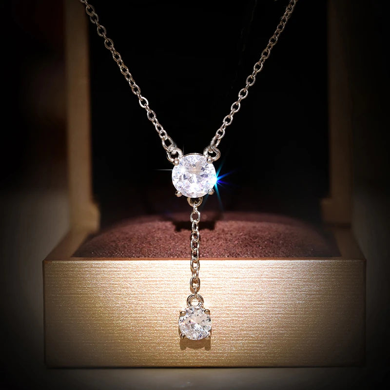 CAOSHI Exquisite Silver Plated Round Cut Pendant Necklaces Elegant Cubic Zirconia CZ Necklace Women Bridal Lady