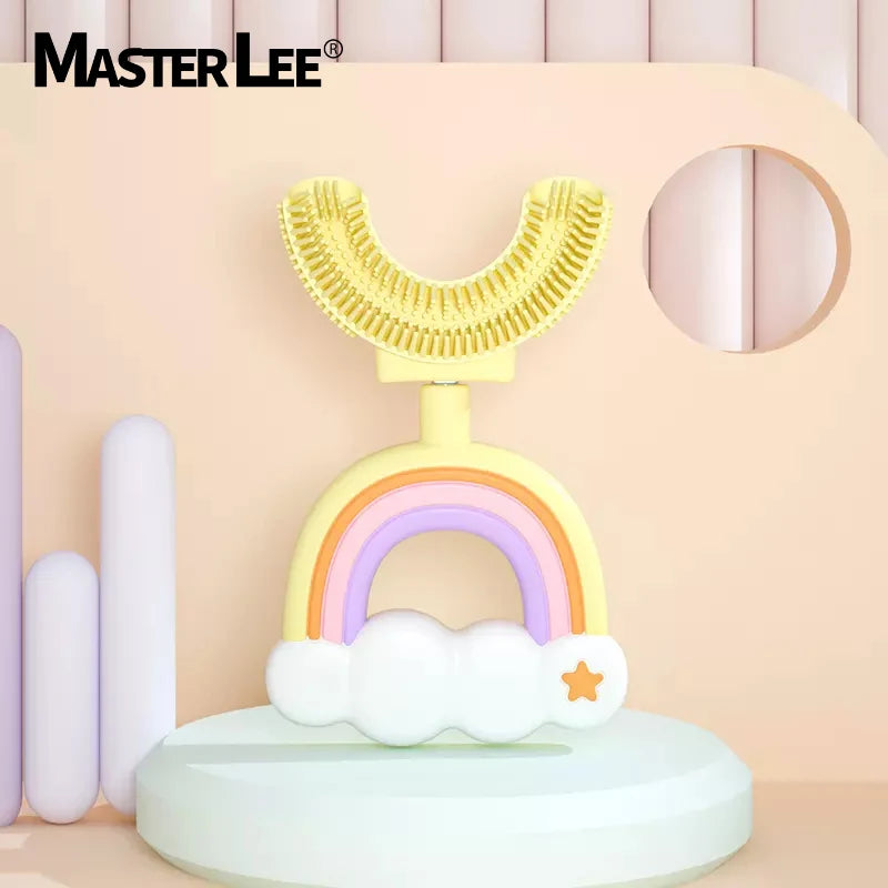 Master lee Cute Children U Shape Toothbrush Portable Fun Children's Practical Home Safety Baby Silicone 360 Degree Rounded Tooth