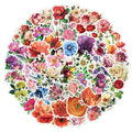 50Pcs Vintage Beautiful Flower Graffiti Stickers for Luggage Bottle Laptop Wall Window Waterproof Fresh Flowers Sticker