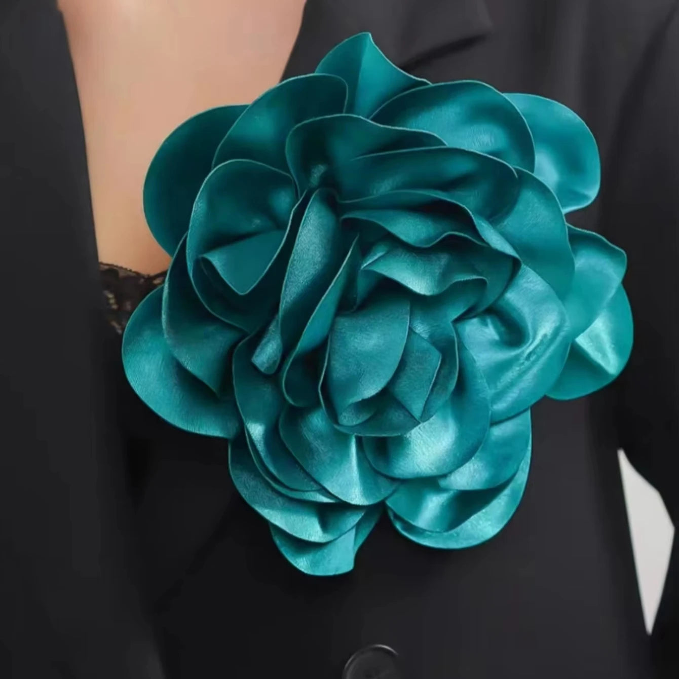 French Satin 19cm Fabric Exaggerated Large Flower Brooch Pin Handmade Flower Dress Accessory Brooch