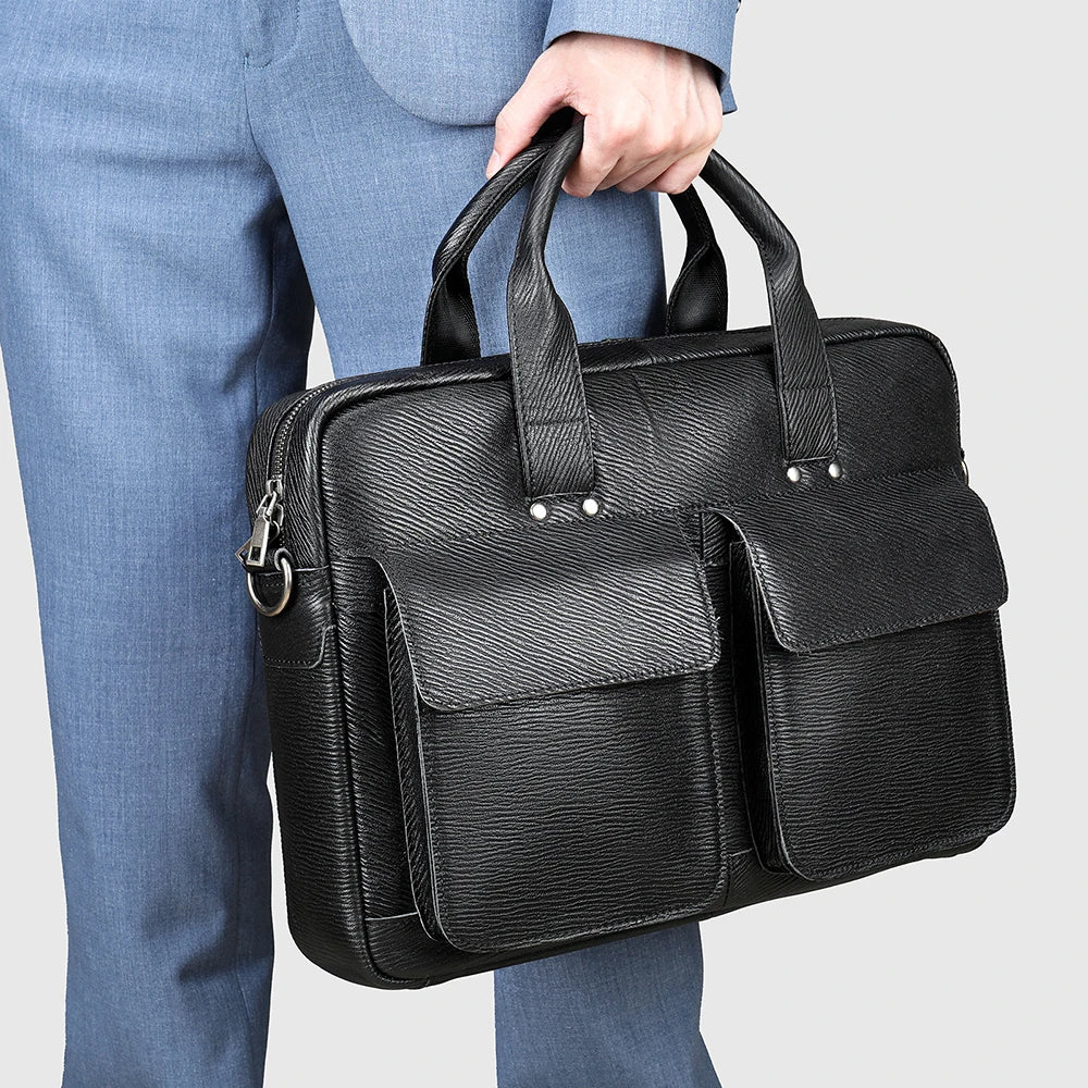 Marrant Man Business Office Lawyers Document Briefcase Genuine Leather 15.6 Inch Laptop Briefcase Leather Briefcase for Men