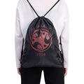 Customized Soccer Team Sports Event Logo Black Polyester Sport Shoulder Backpack Drawstring Giveaways Bag for Fan Souvenirs