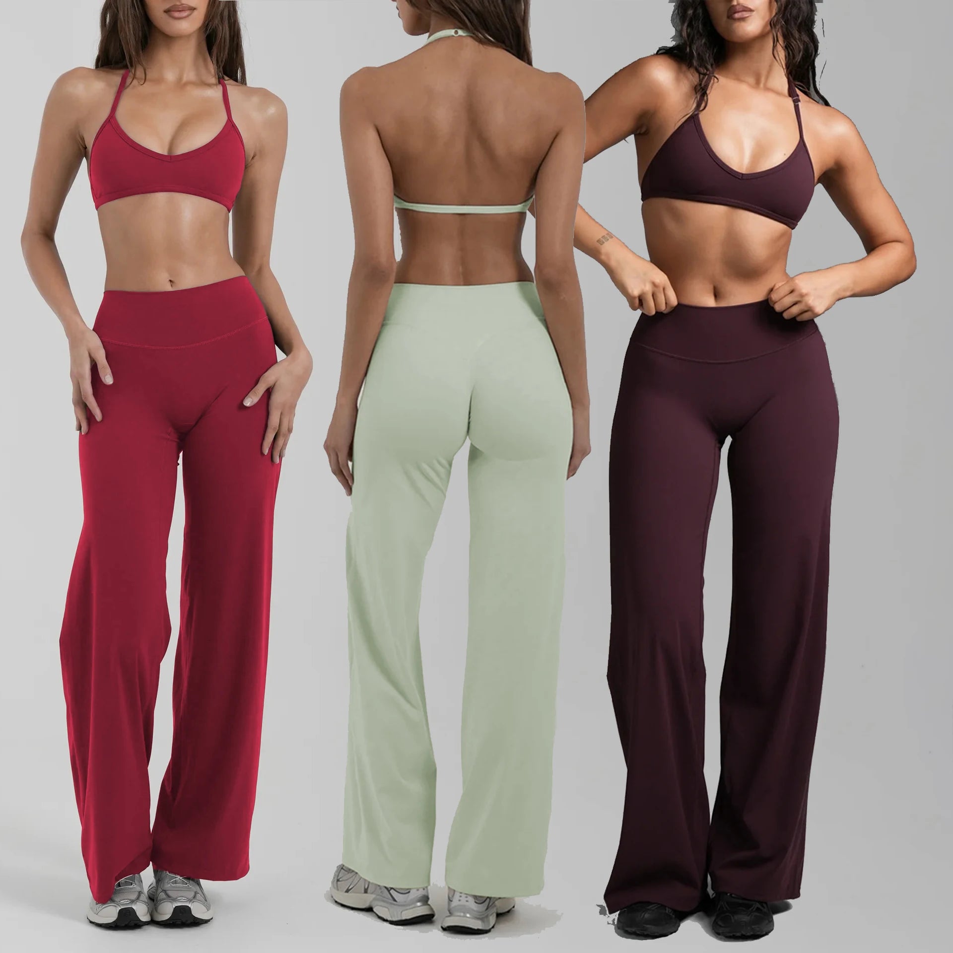 YIYI European Lulu Fabrics Soft Athletic Suits Quick Dry Net Design Leggings Sets for Women High Stretchy Gym Fitness Sets