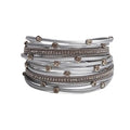 2025 New Braided Leather Bracelet Stud Beads Crystal Leather Cuff Bracelets Exquisite Jewelry Leather Bracelet Women