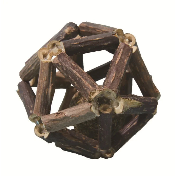 Interactive Cat Chew Toy Exercise Ball with Catnip and Silver Vine Nesting Ball Actinidia Polygama Matatabi Twig Ball